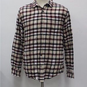 PacSun Burgundy and Cream Plaid Button Down Shirt